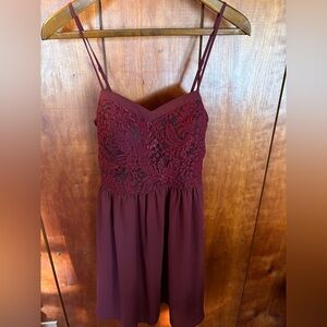 Burgundy cocktail dress, size large.